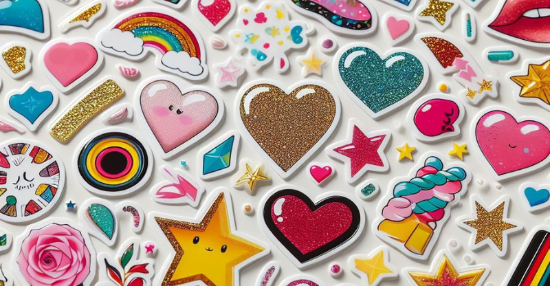 This collection showcases the vibrant and diverse world of glossy paper stickers. Each image captures the unique shine and texture that make these stickers a popular choice for personal and professional use.